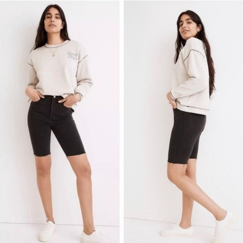 MADEWELL Roadtripper Supersoft Biker Shorts In Lunar Wash Black, Size 25